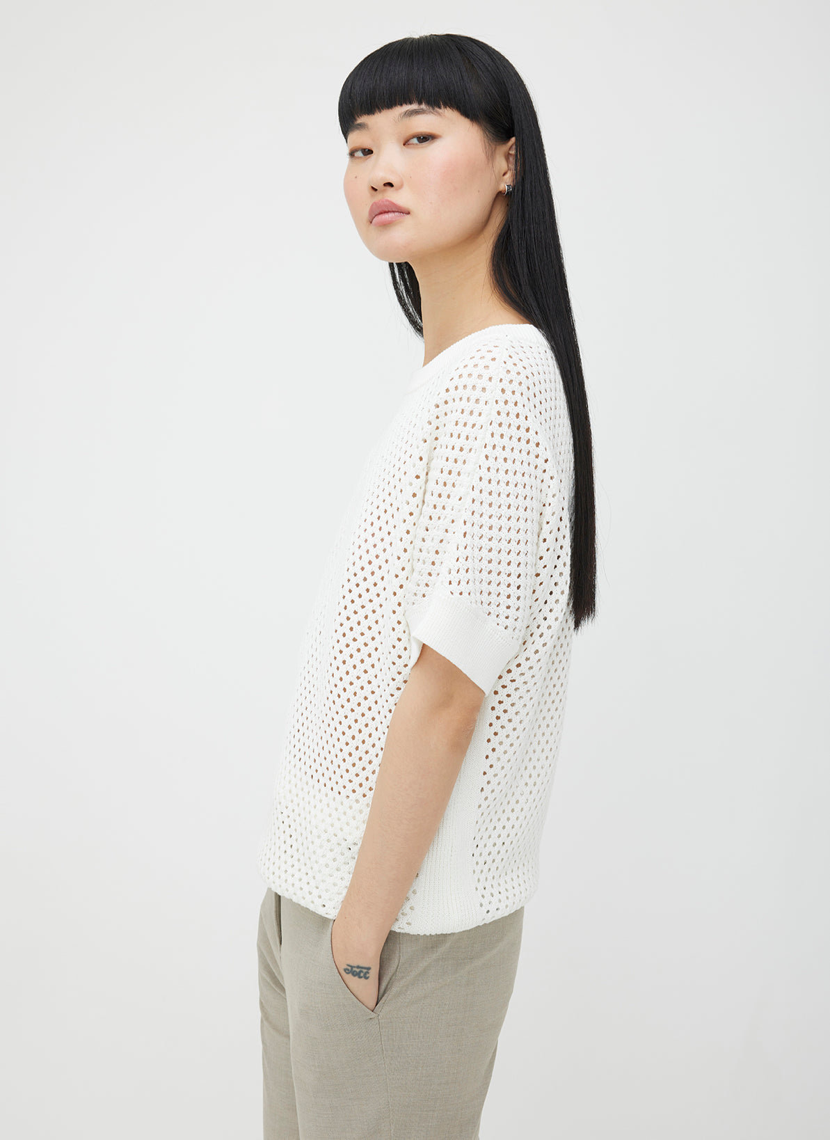 Essex Pointelle Sweater Tee ?? | S || Off White