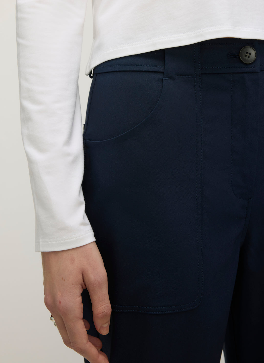 KHOKI　\"Wide-leg cropped pants 　col.Navy Colette Cropped Wide Leg Twill Pants | Women's Pants – Kit and Ace