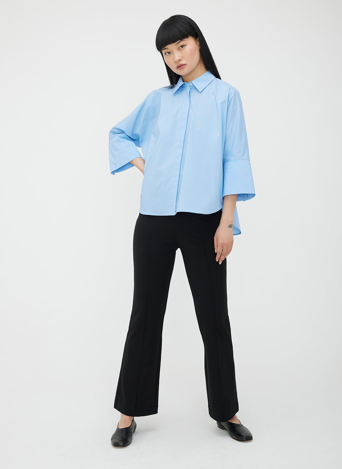 Marbella Wide Cuff Shirt ?? | S || Cool Blue