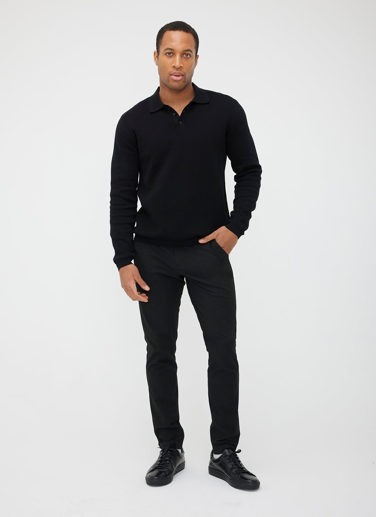 Urban Long Sleeve Polo Sweater ?? || Black