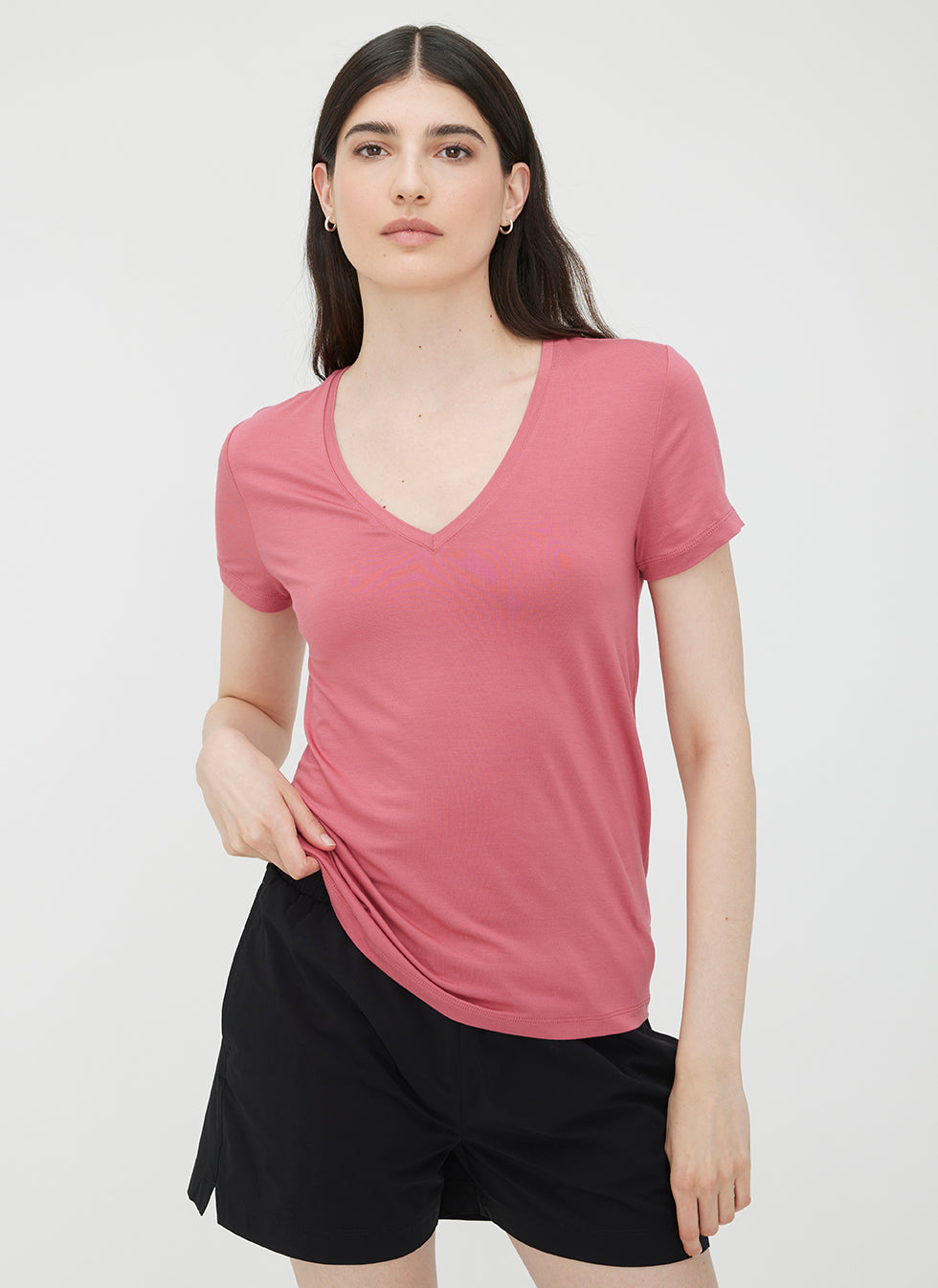 Charlotte V-Neck T-Shirt ?? | S || Raspberry