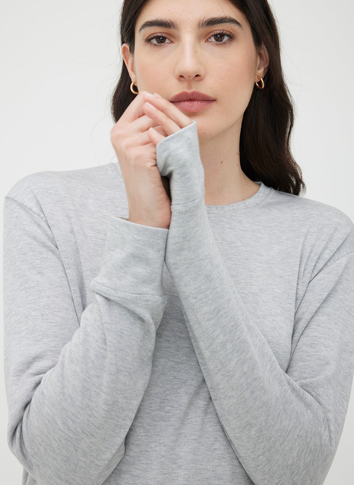 Devon Long Sleeve Pullover ?? | S || Light Grey Melange 