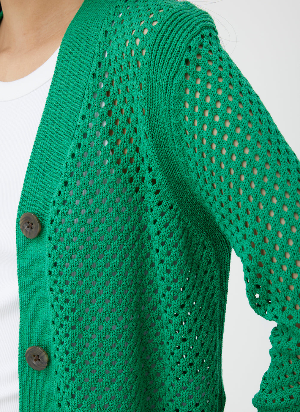 Essex Cropped Pointelle Cardigan ?? | S || Grass Green