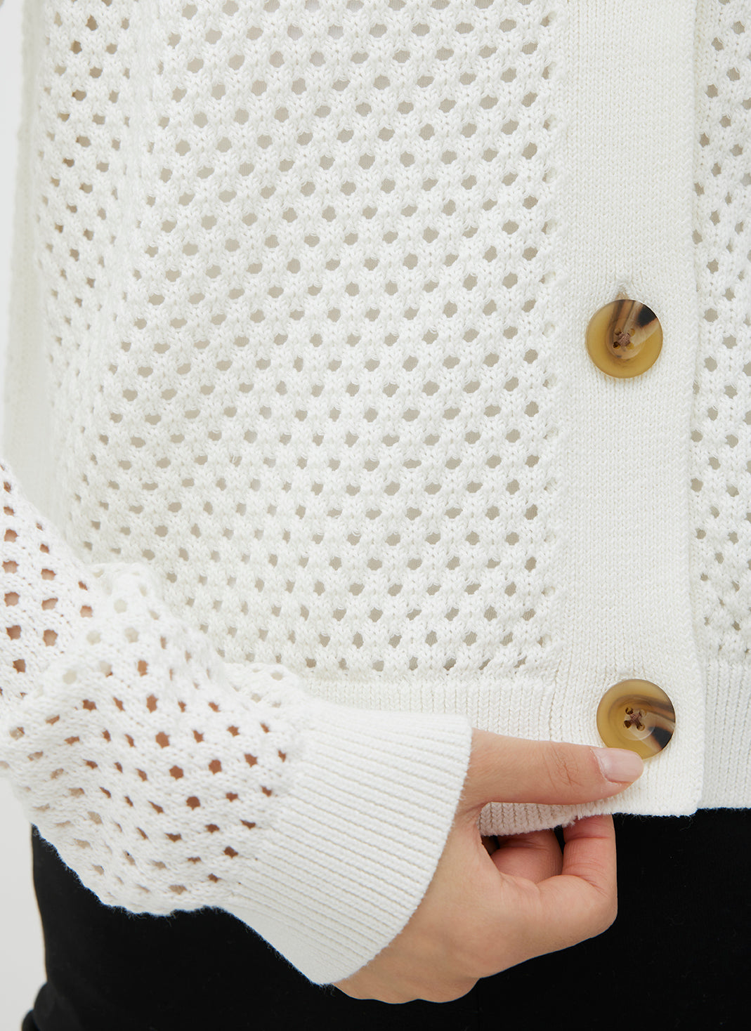 Essex Cropped Pointelle Cardigan ?? | S || Off White