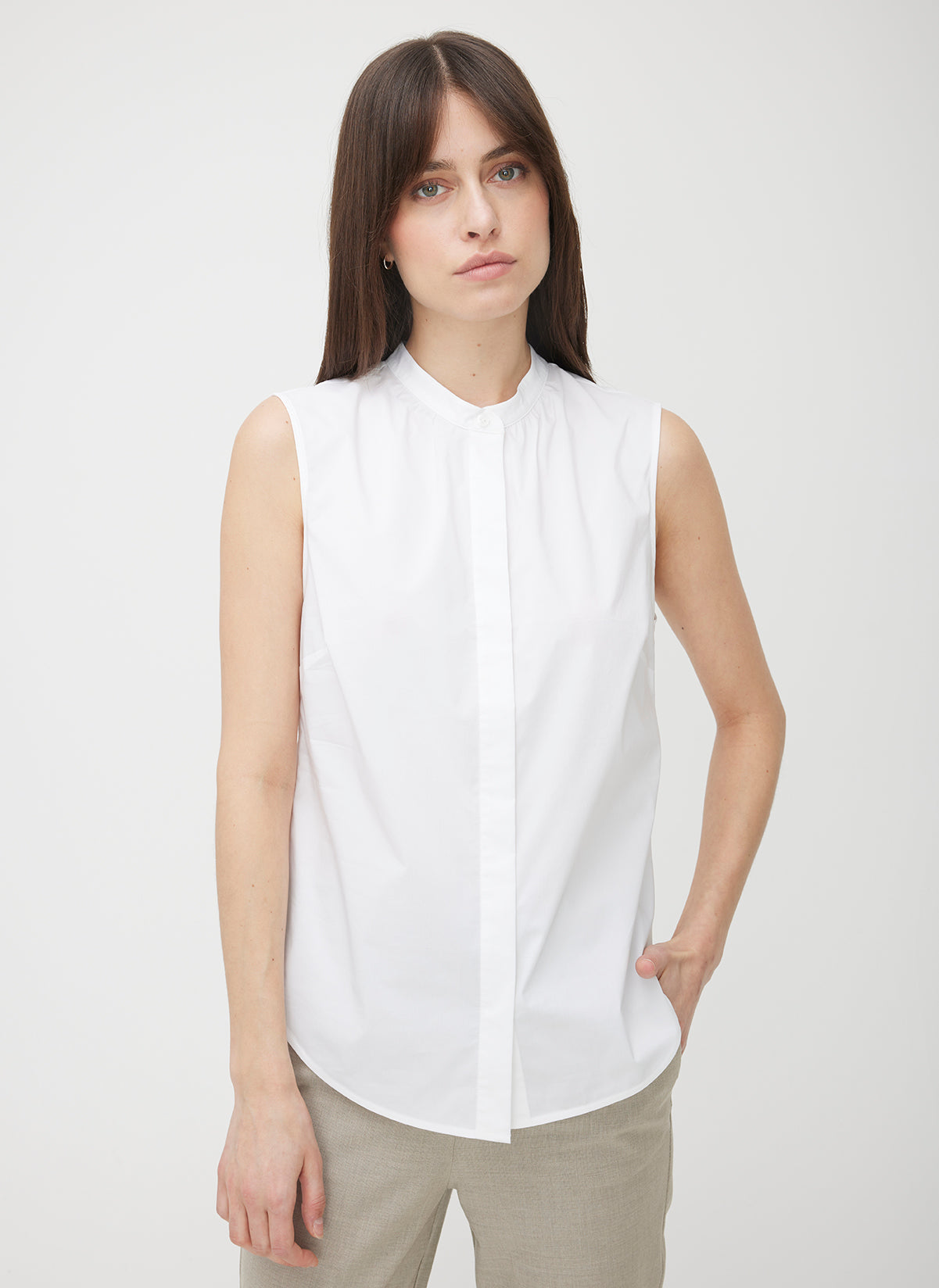 Marbella Sleeveless Poplin Shirt ?? | S || Bright White