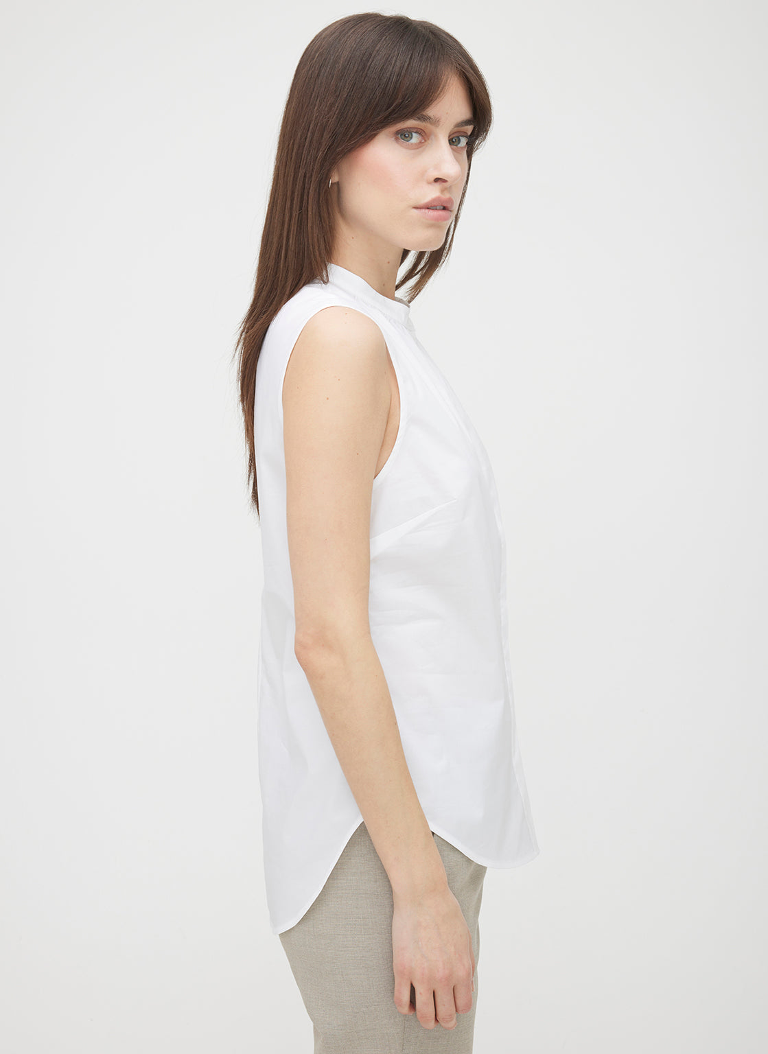 Marbella Sleeveless Poplin Shirt ?? | S || Bright White
