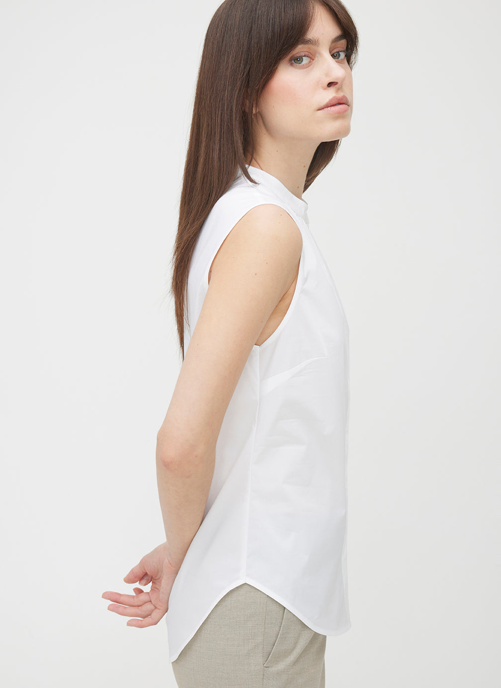 Marbella Sleeveless Poplin Shirt ?? | S || Bright White