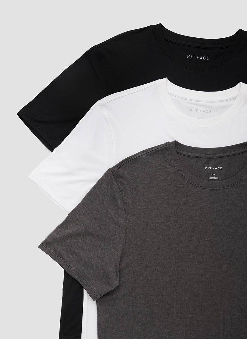 Essential Basic Scoop Neck Short Sleeve Basic Tee - 3 Pack - Blk, Wht, Charcoal, 2XL Essential Basic Scoop Neck Short Sleeve Basic Tee - 3 Pack - Blk, Wht, Charcoal, 2XL