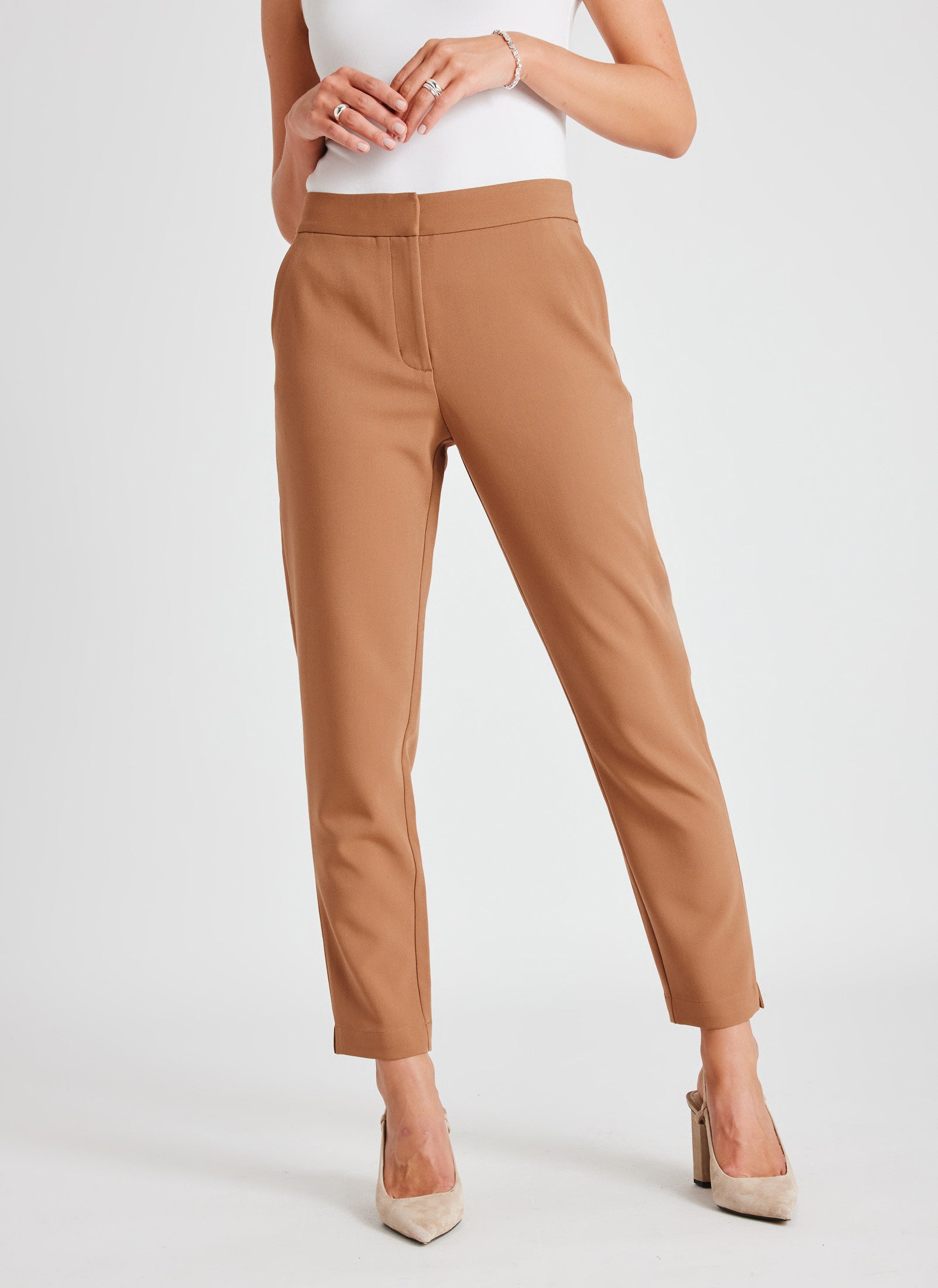 Buy Styli Women's Black 2 Way Stretch Slim Fit Crop Pants with Zip Cuff  Detail online