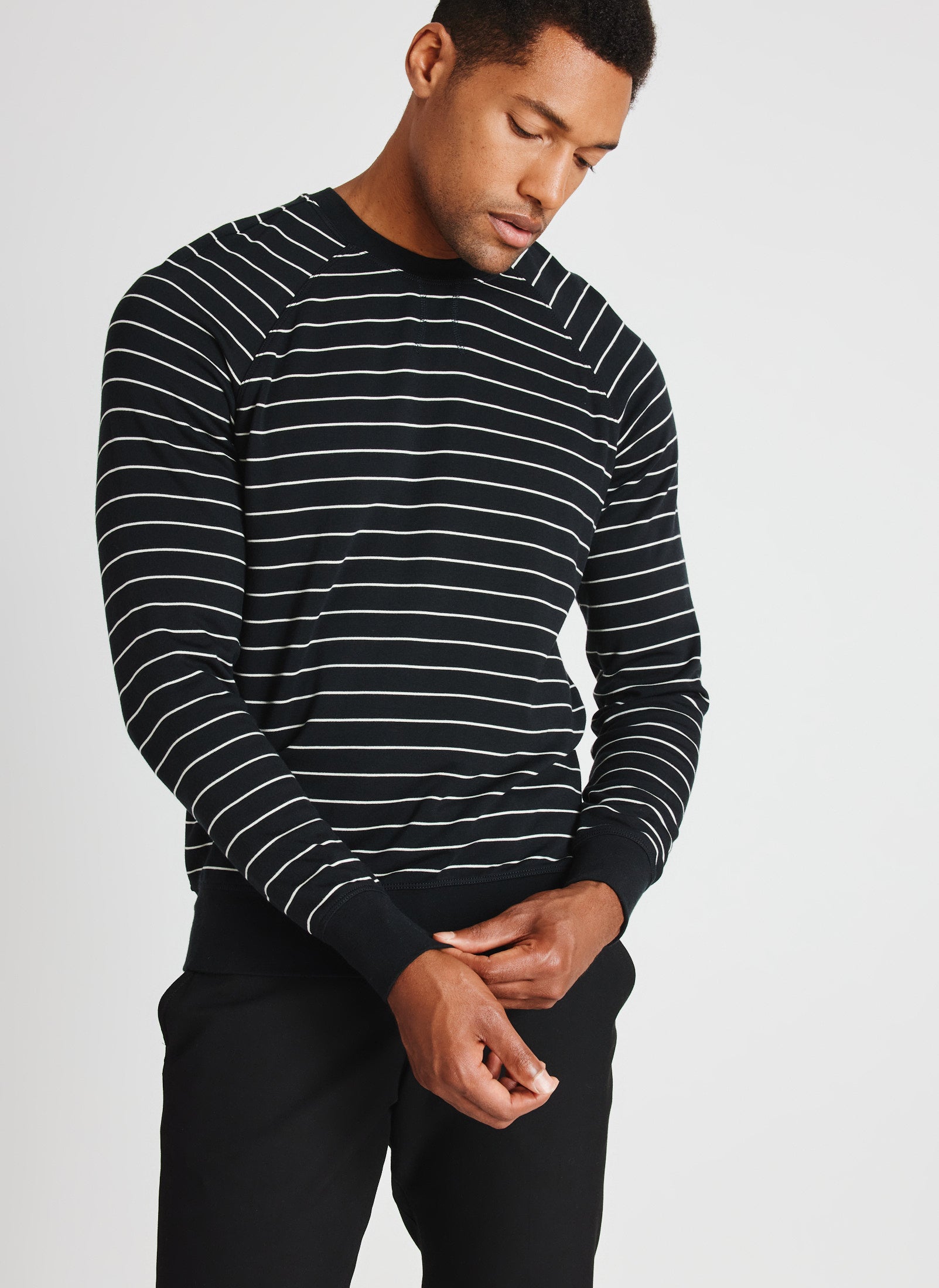 Chillin' Pullover ?? Model:: Hassan | M || Black/Manilla Stripe