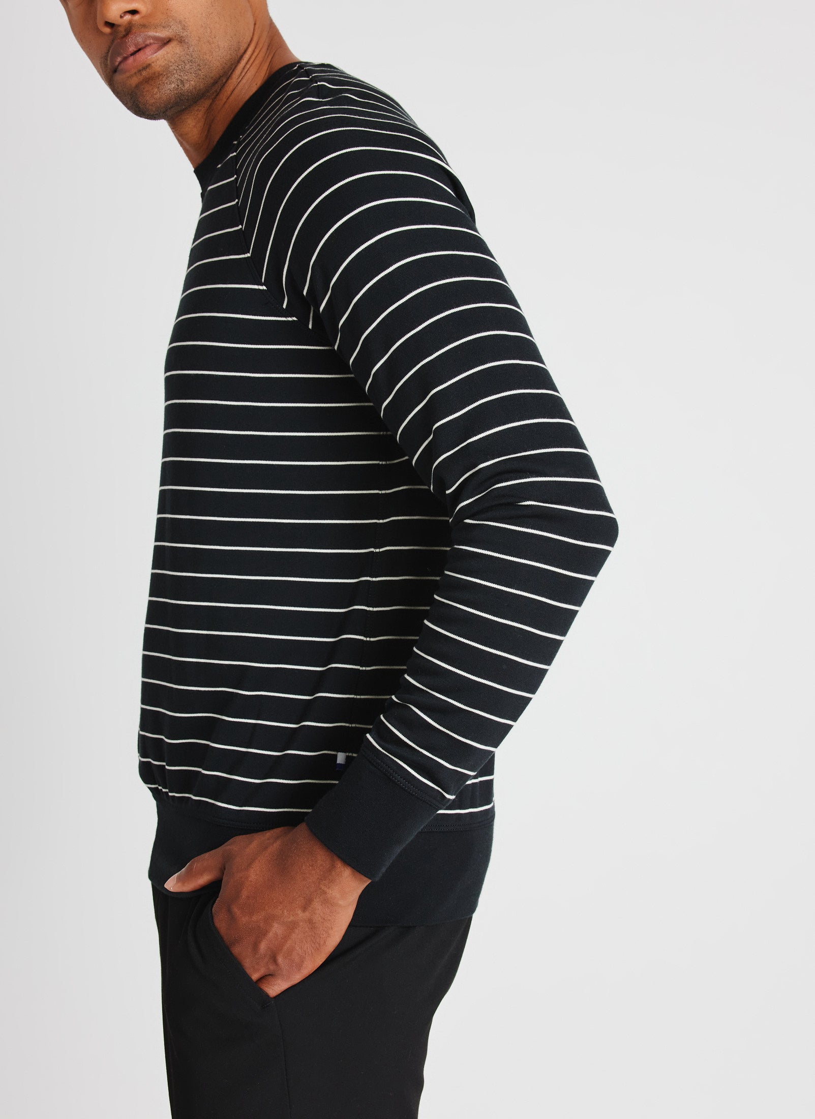 Chillin' Pullover ?? Model:: Hassan | M || Black/Manilla Stripe