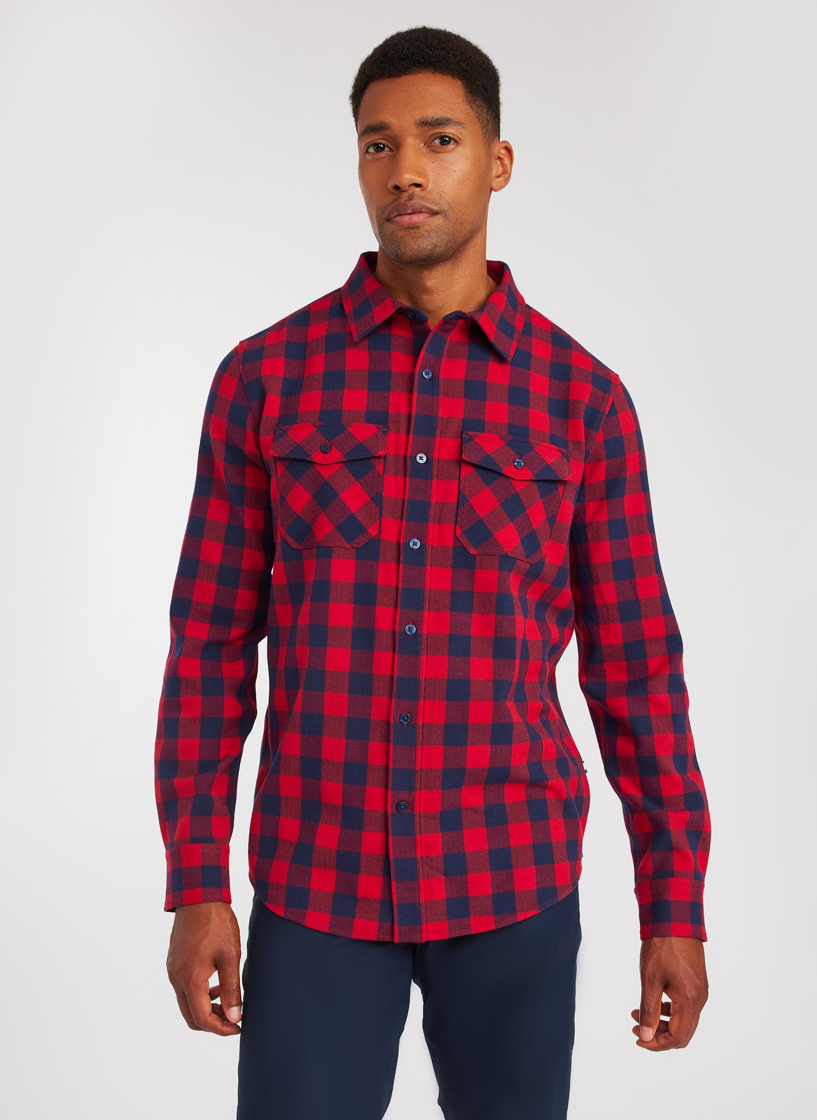Classic Flannel Shirt  ?? Hassan | M || Red/Navy Plaid