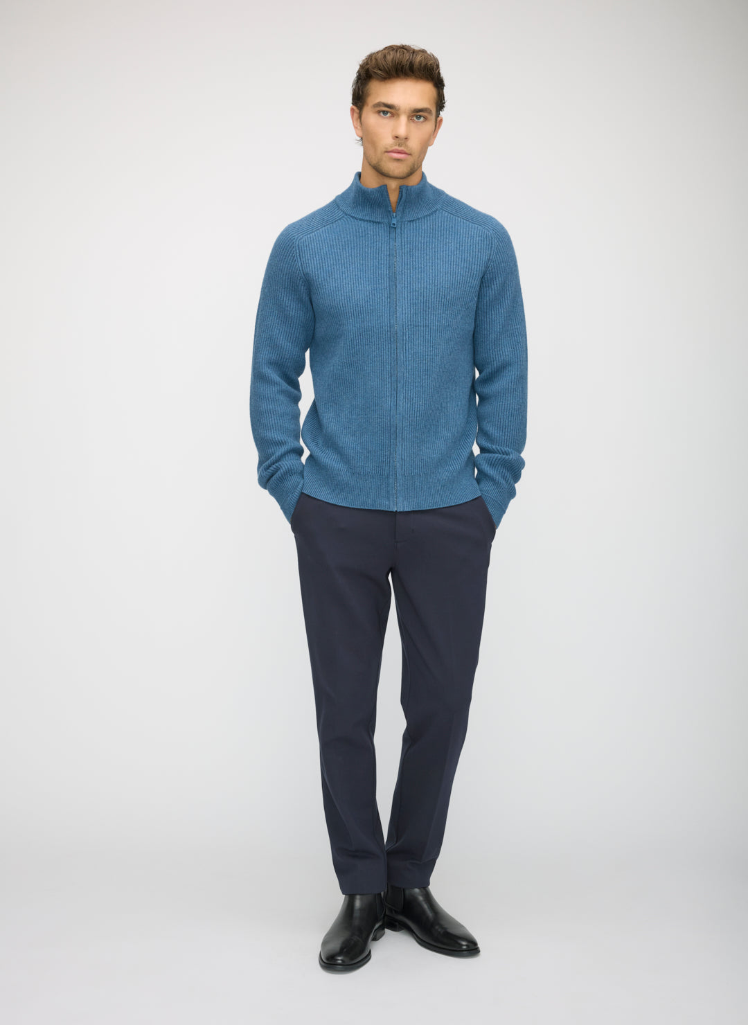 Merino Cotton Full Zip Sweater