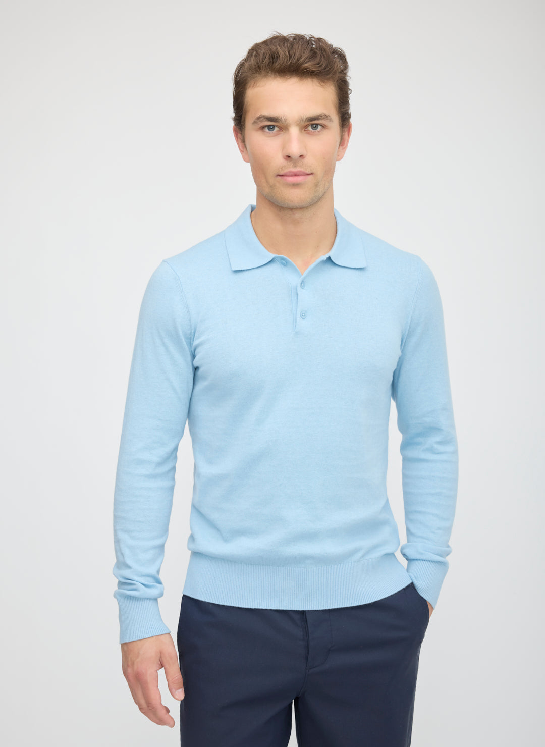 Cotton Cashmere Polo Sweater
