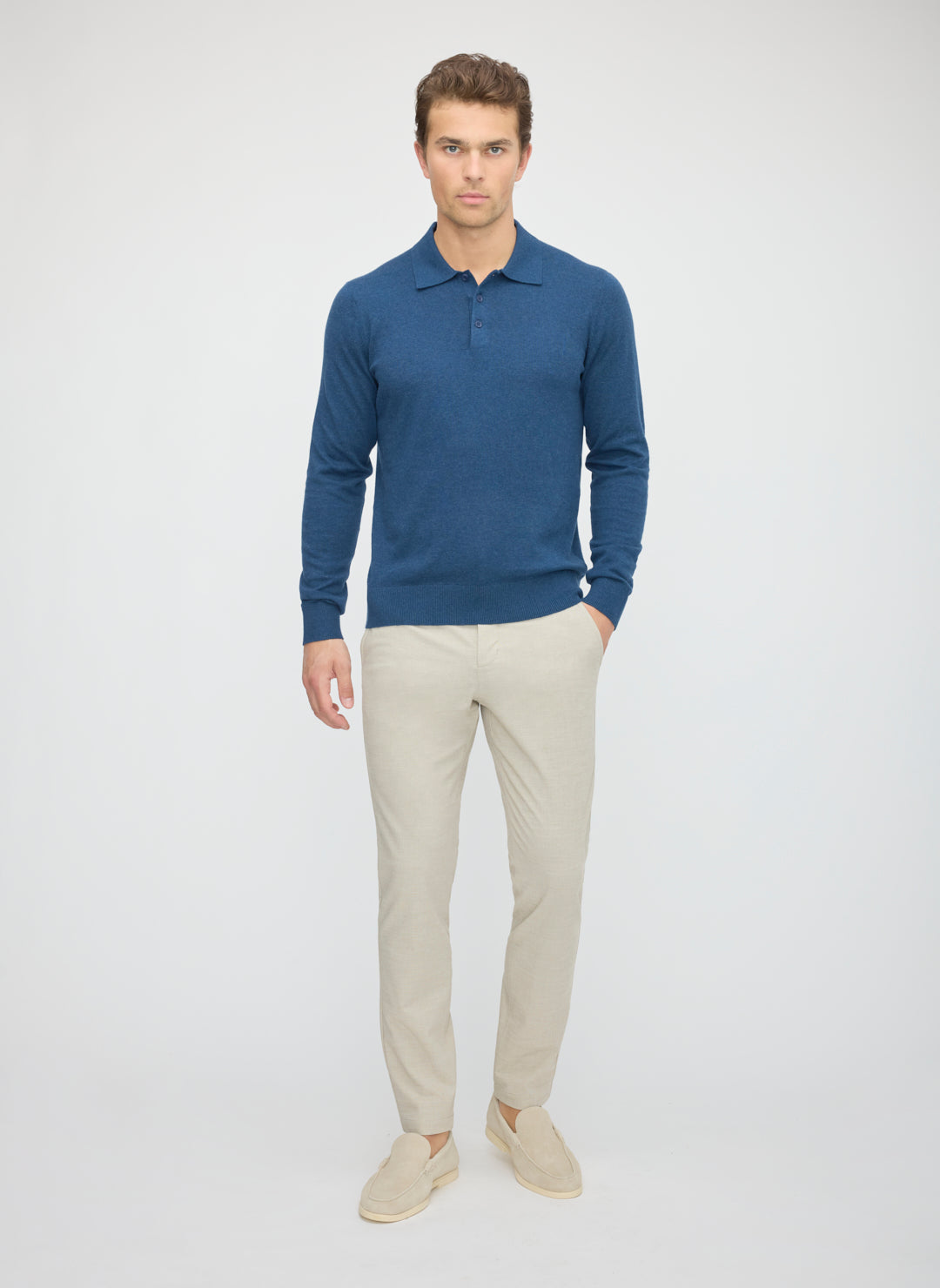 Cotton Cashmere Polo Sweater