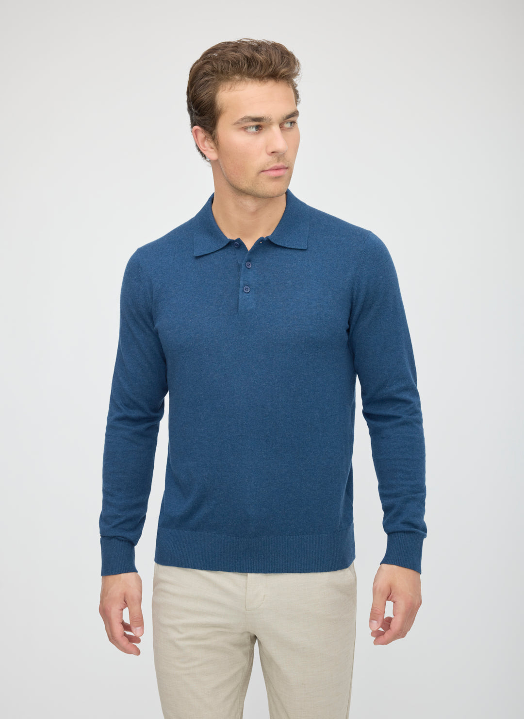 Cotton Cashmere Polo Sweater