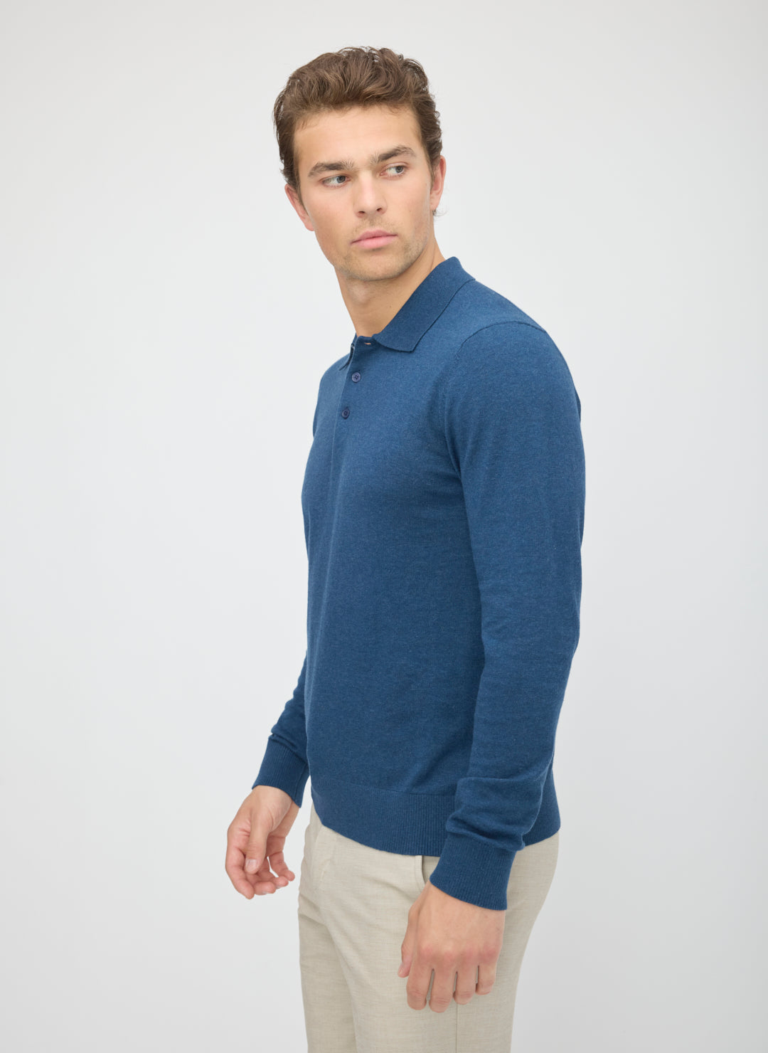 Cotton Cashmere Polo Sweater