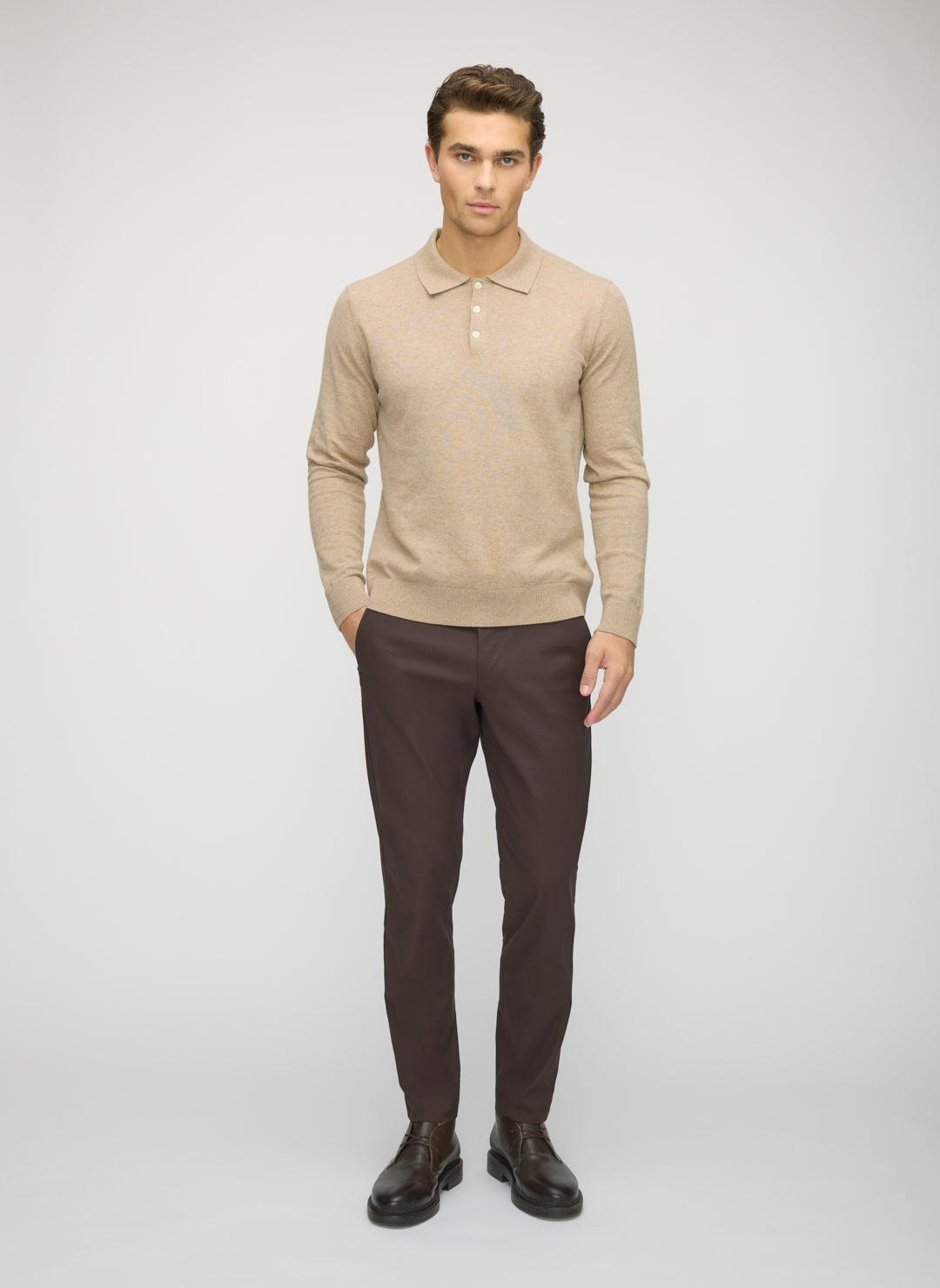 Cotton Cashmere Polo Sweater