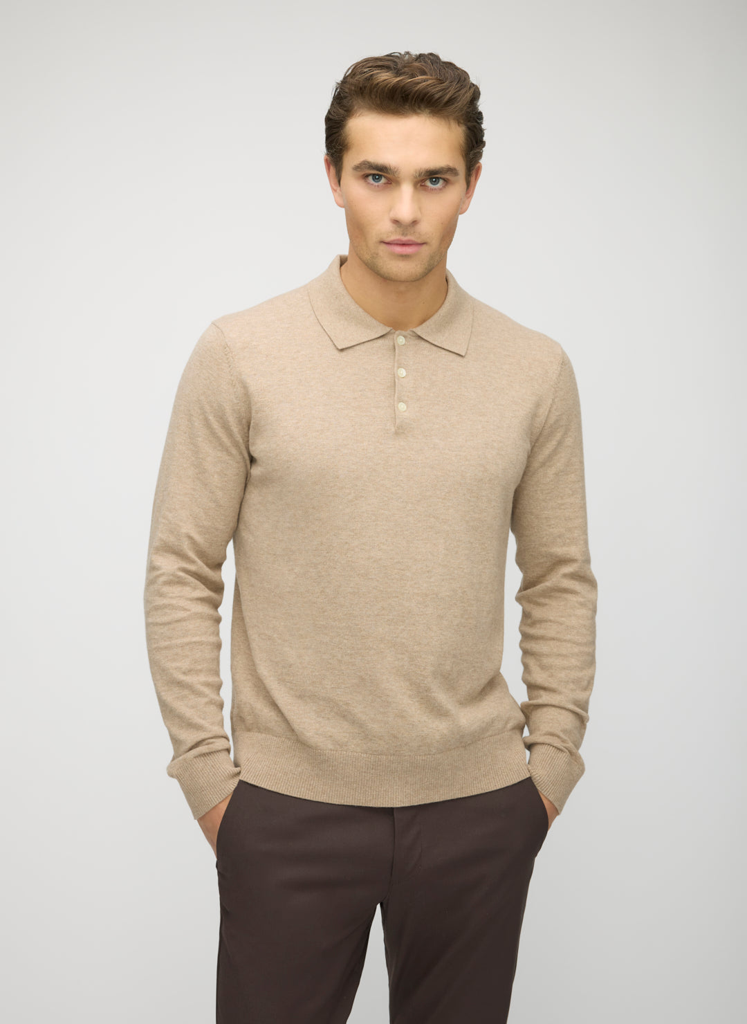 Cotton Cashmere Polo Sweater