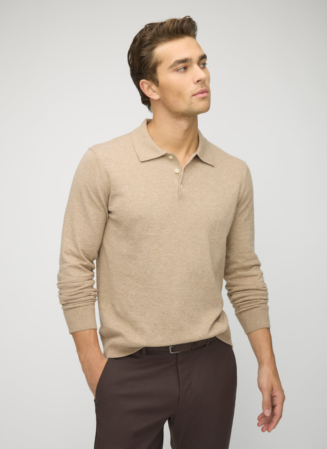 Cotton Cashmere Polo Sweater