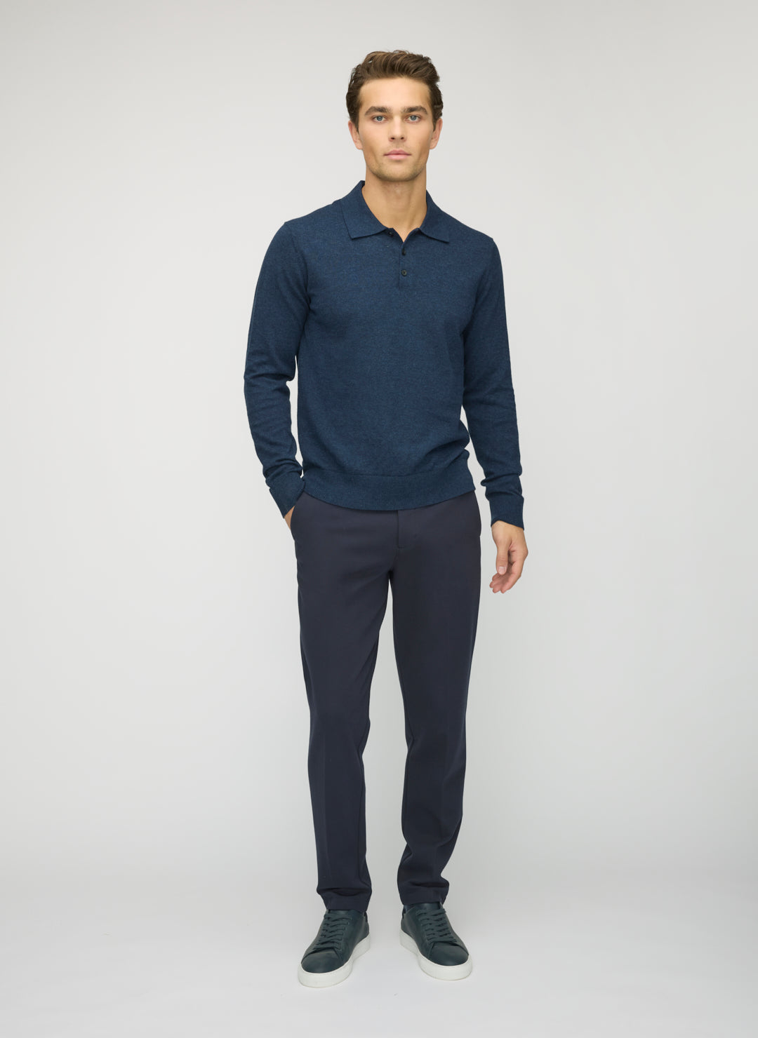 Cotton Cashmere Polo Sweater