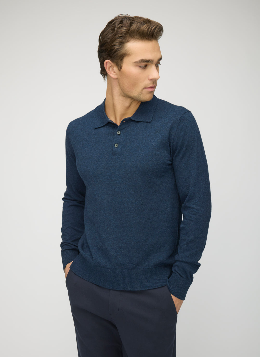 Cotton Cashmere Polo Sweater