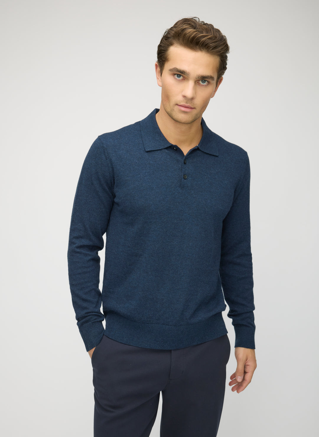 Cotton Cashmere Polo Sweater