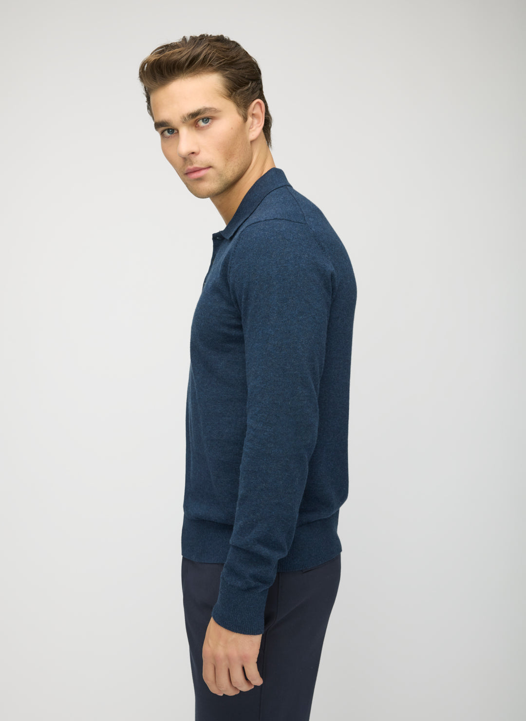 Cotton Cashmere Polo Sweater