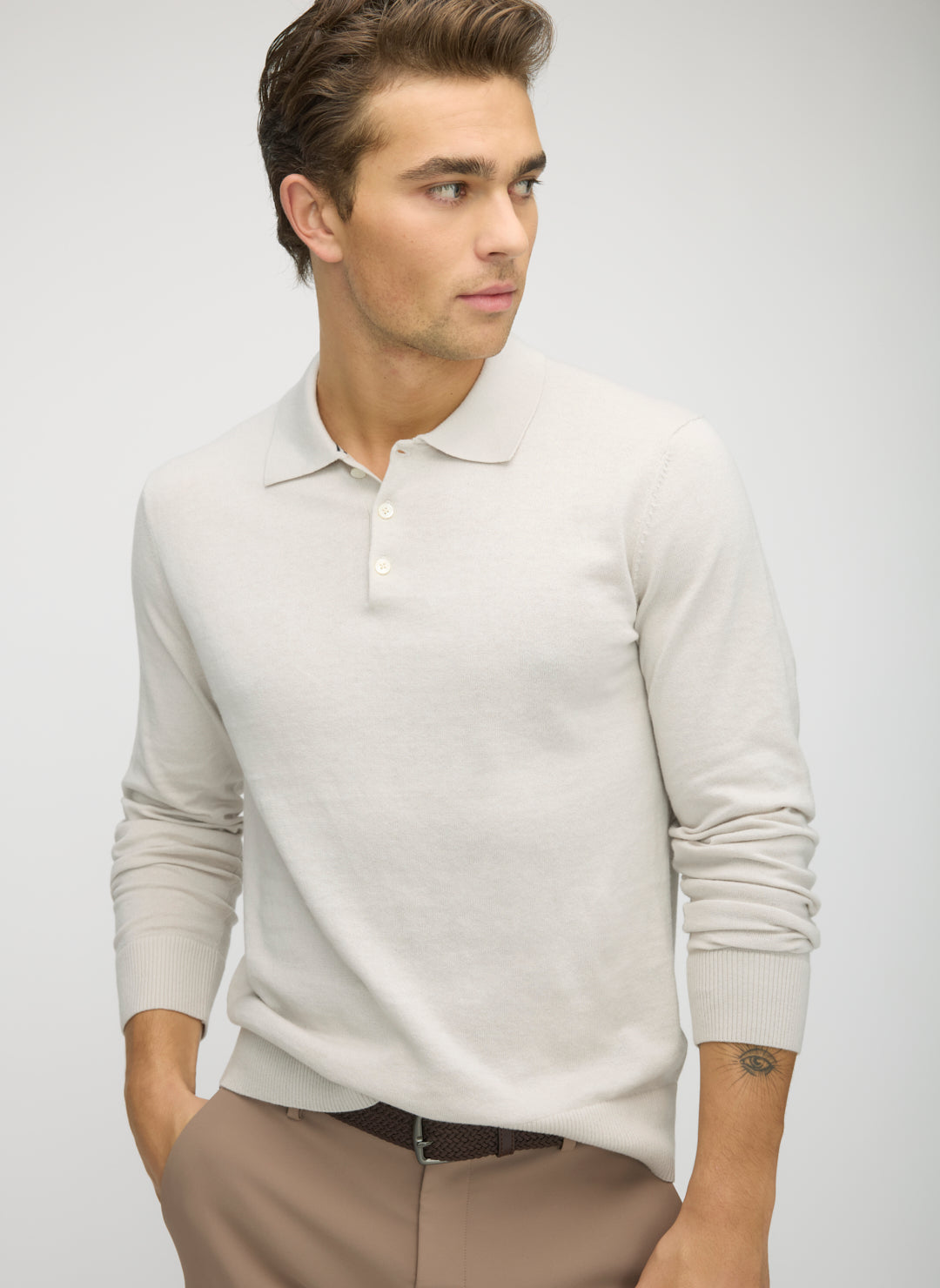 Cotton Cashmere Polo Sweater