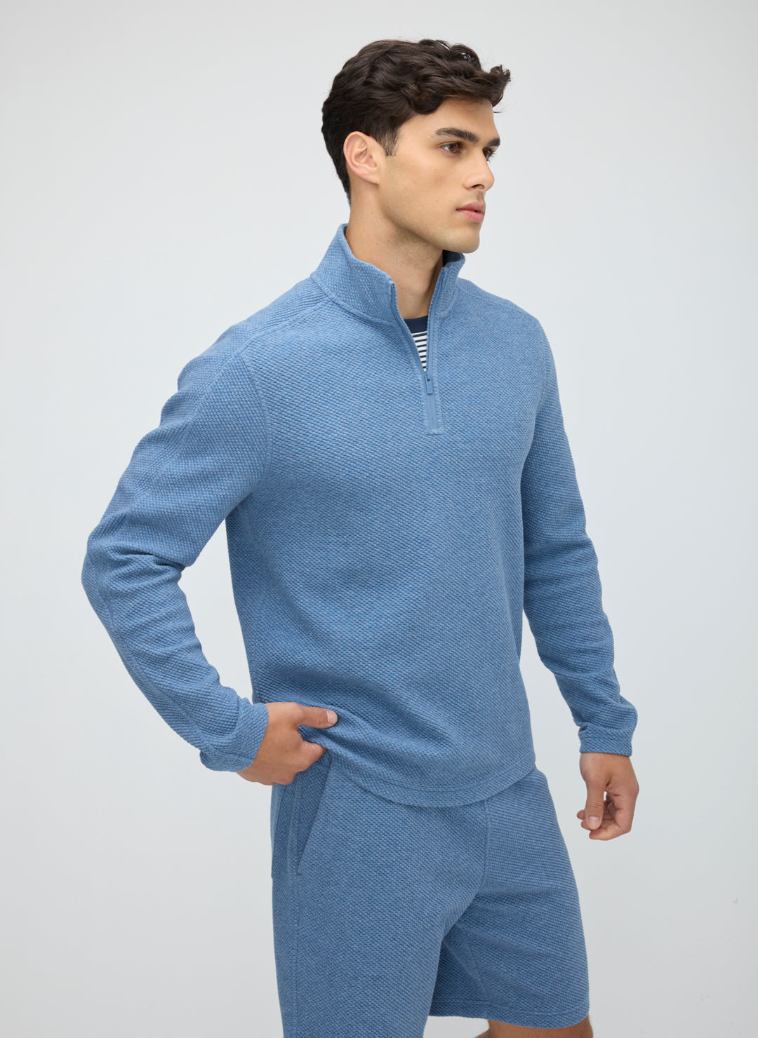 Textured 1/4 Zip Sweatshirt