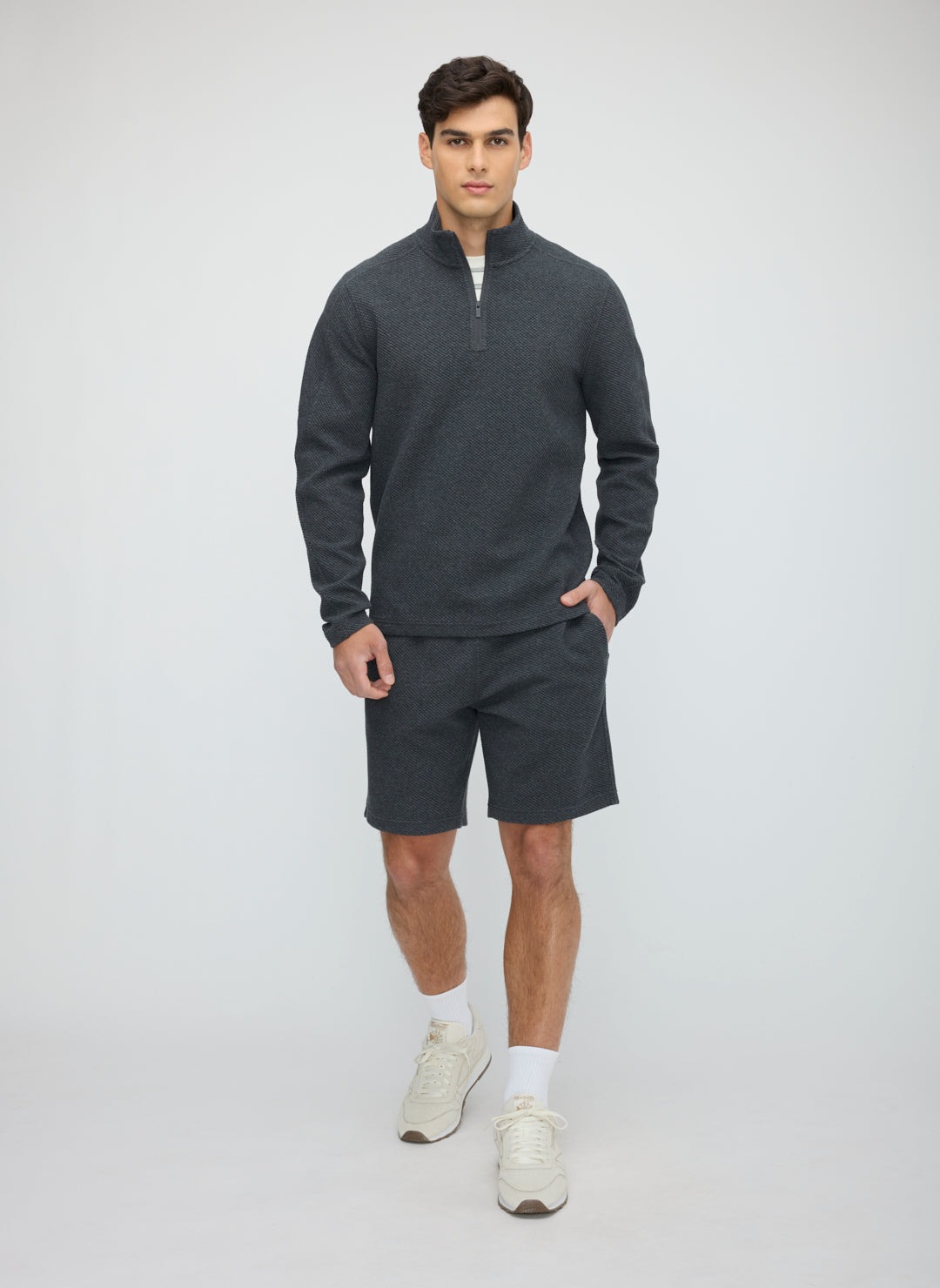 Textured 1/4 Zip Sweatshirt