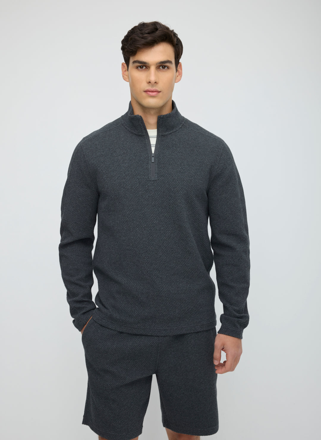 Textured 1/4 Zip Sweatshirt