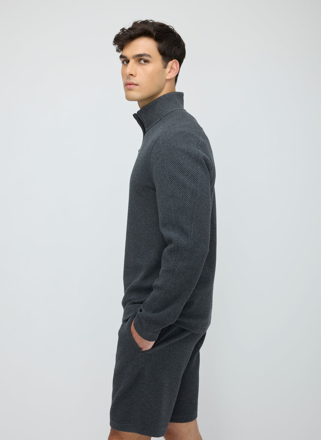 Textured 1/4 Zip Sweatshirt