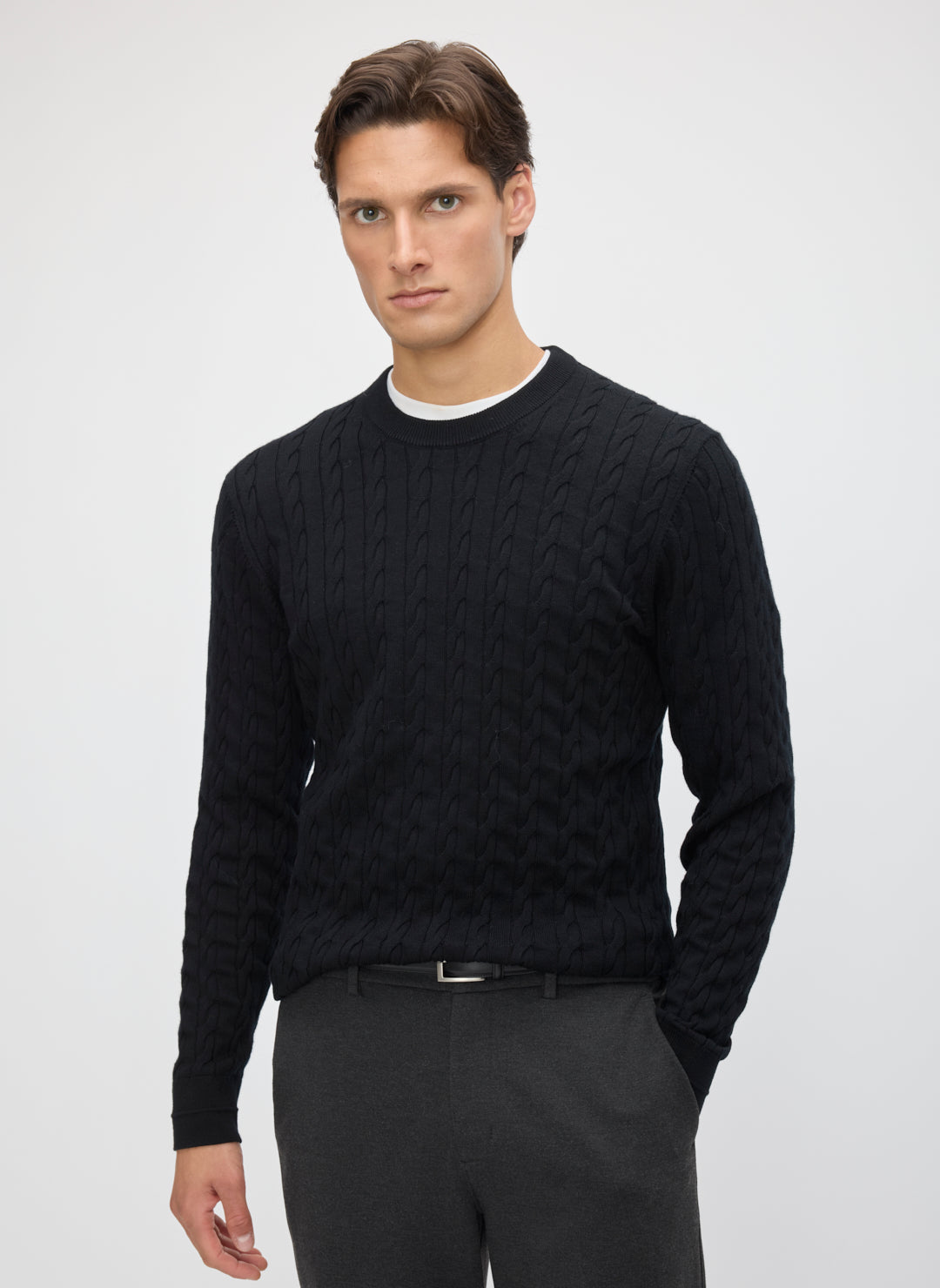 Hillside Merino Cable Crewneck Sweater