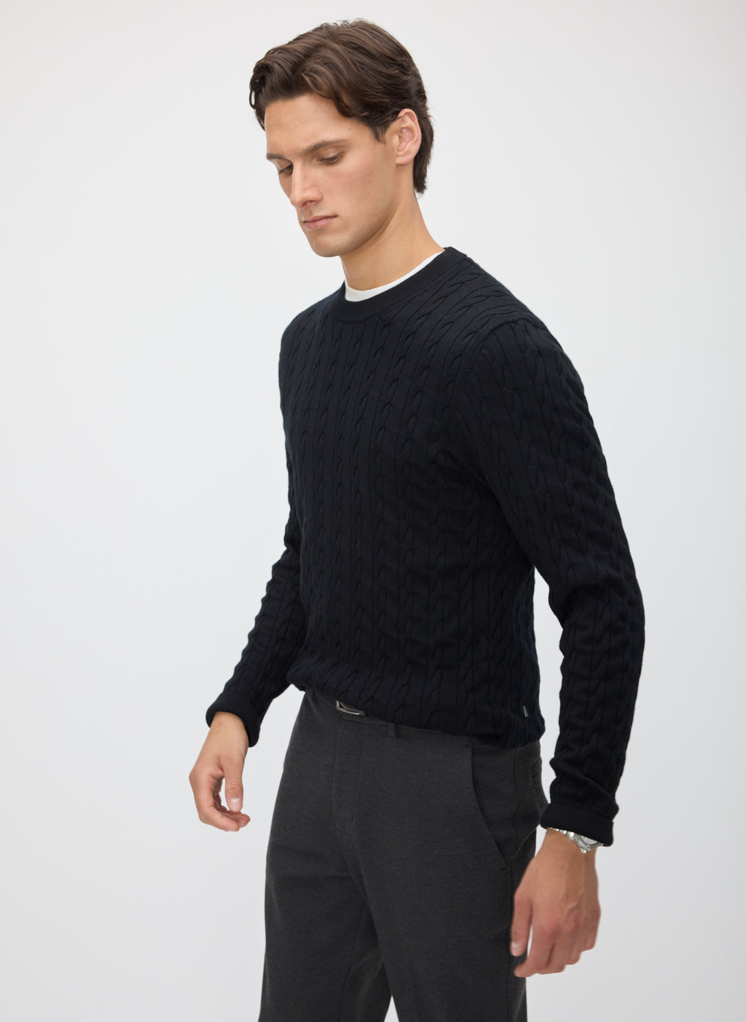 Hillside Merino Cable Crewneck Sweater
