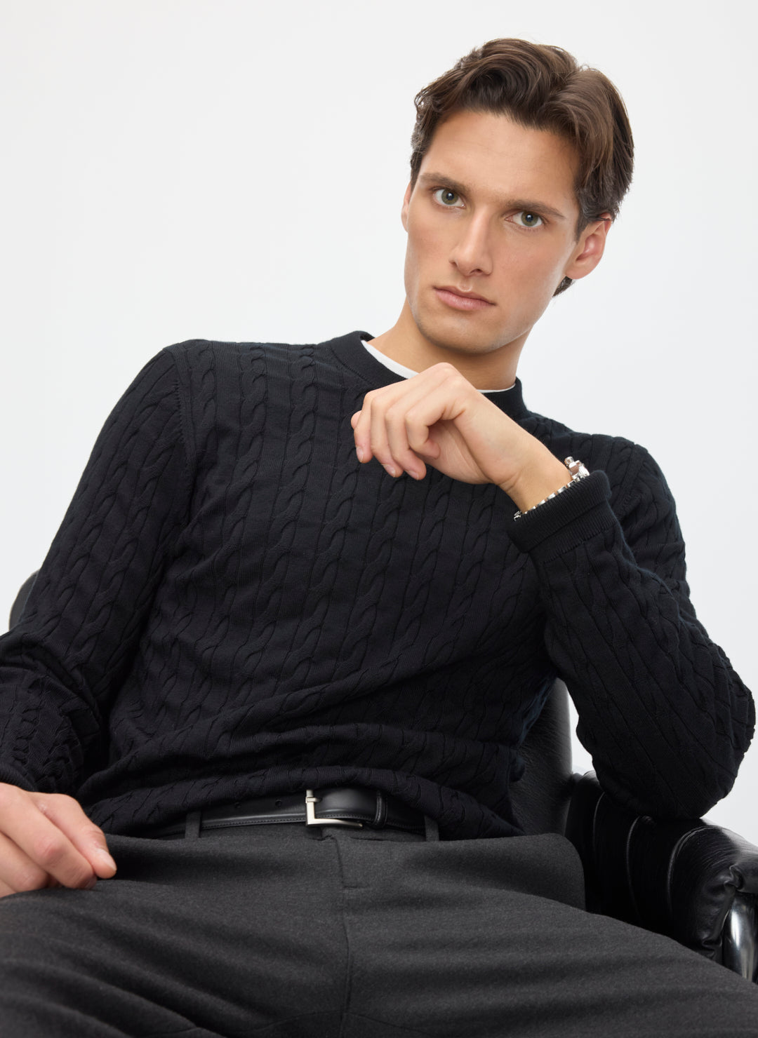 Hillside Merino Cable Crewneck Sweater