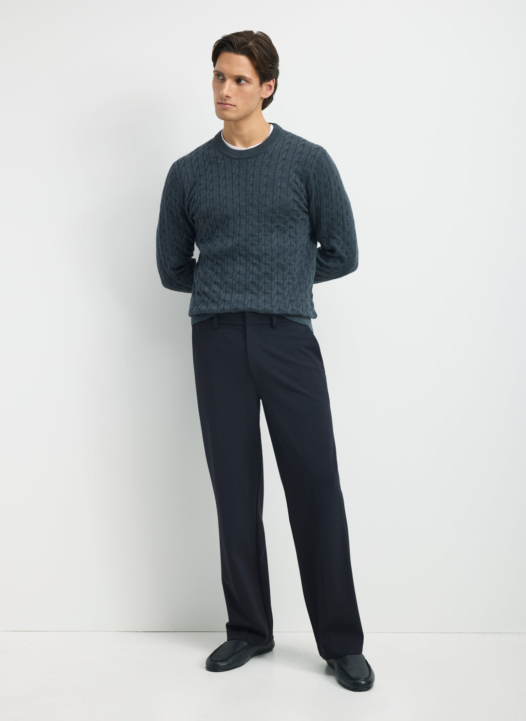 Hillside Merino Cable Crewneck Sweater