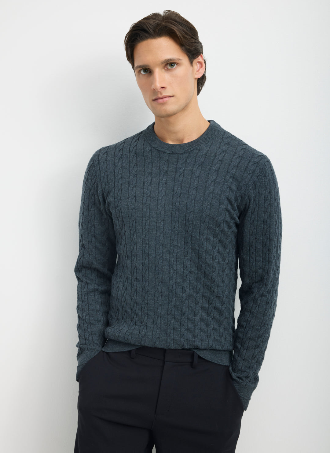 Hillside Merino Cable Crewneck Sweater