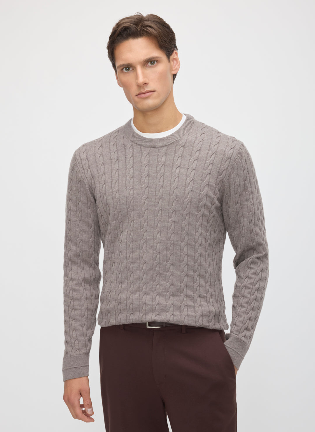 Hillside Merino Cable Crewneck Sweater