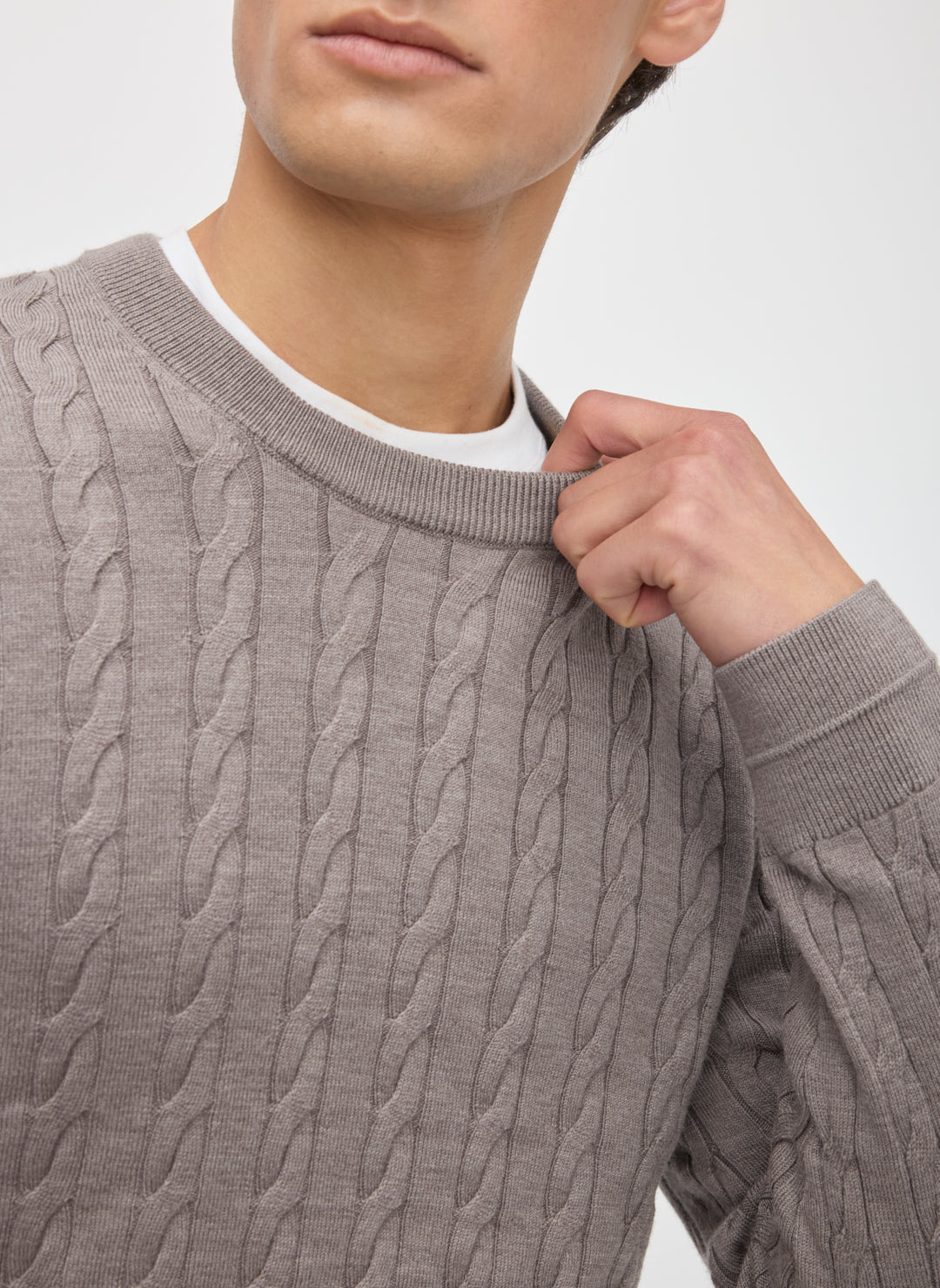 Hillside Merino Cable Crewneck Sweater