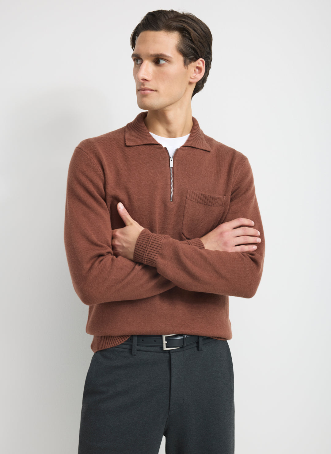 KMM10299MerinoCotton14ZipPoloCappuccino_050