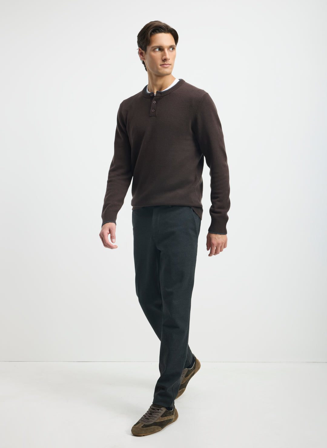 Merino Cotton Henley Sweater