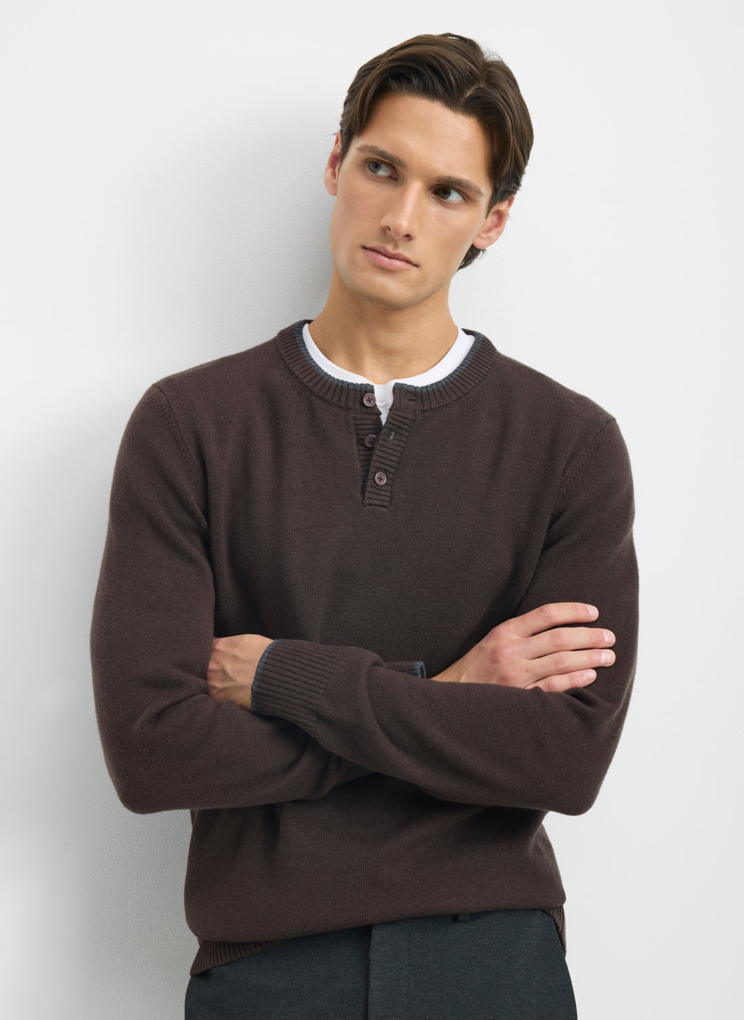 Merino Cotton Henley Sweater