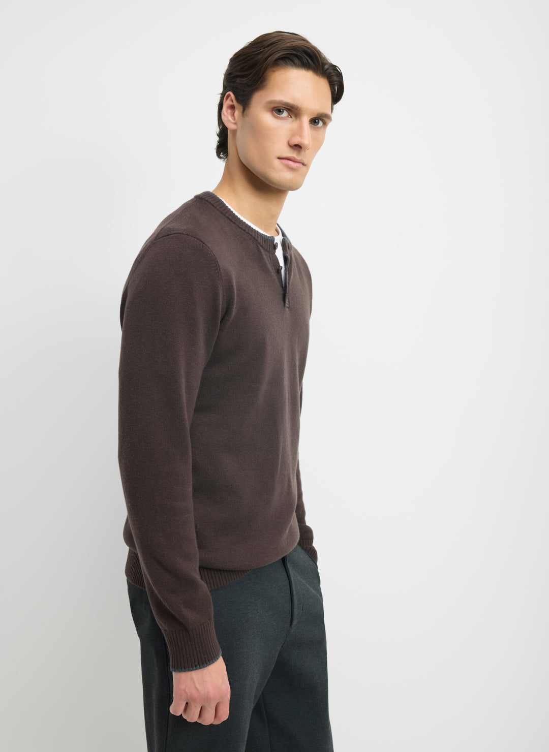 Merino Cotton Henley Sweater