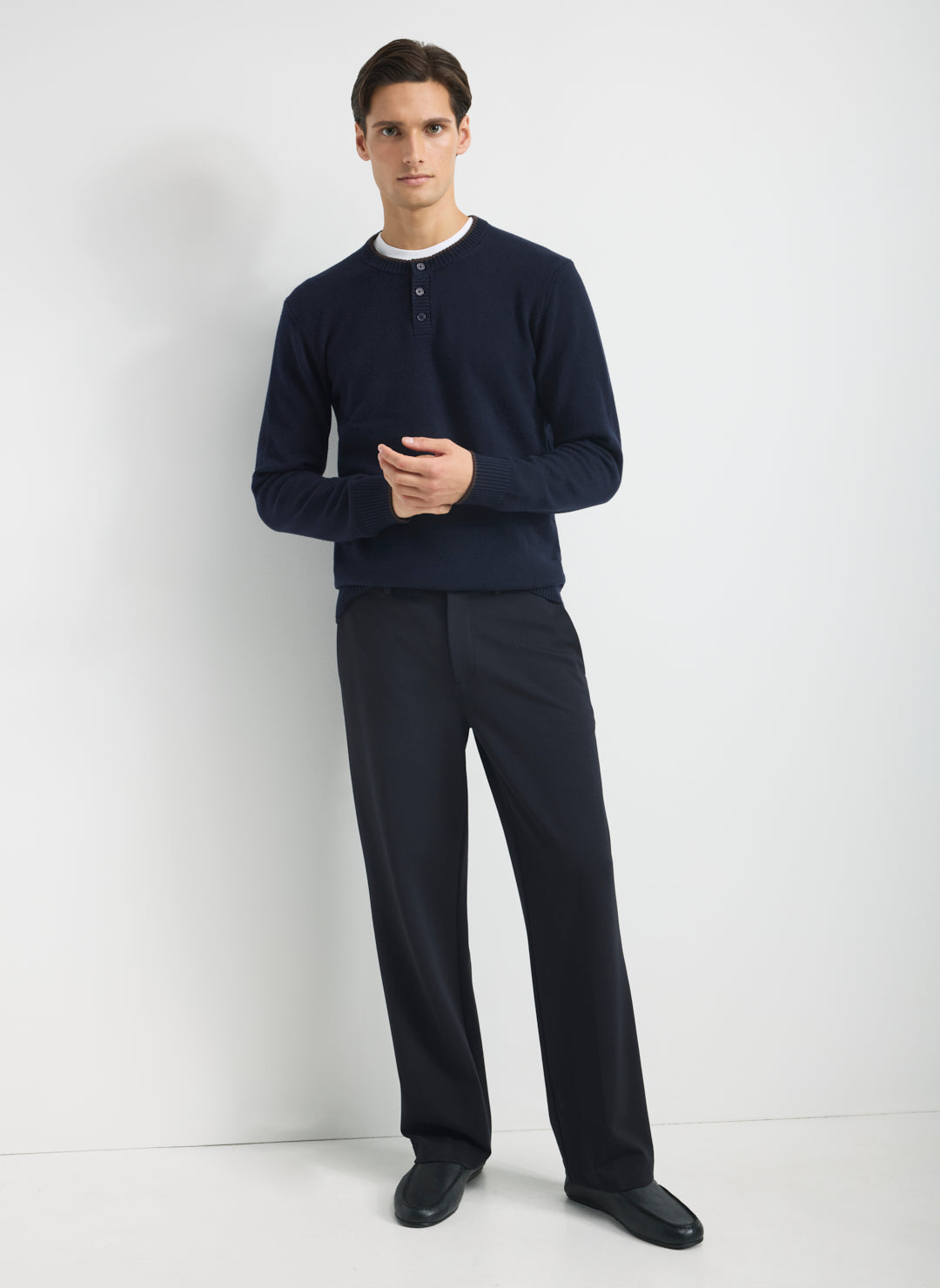 Merino Cotton Henley Sweater