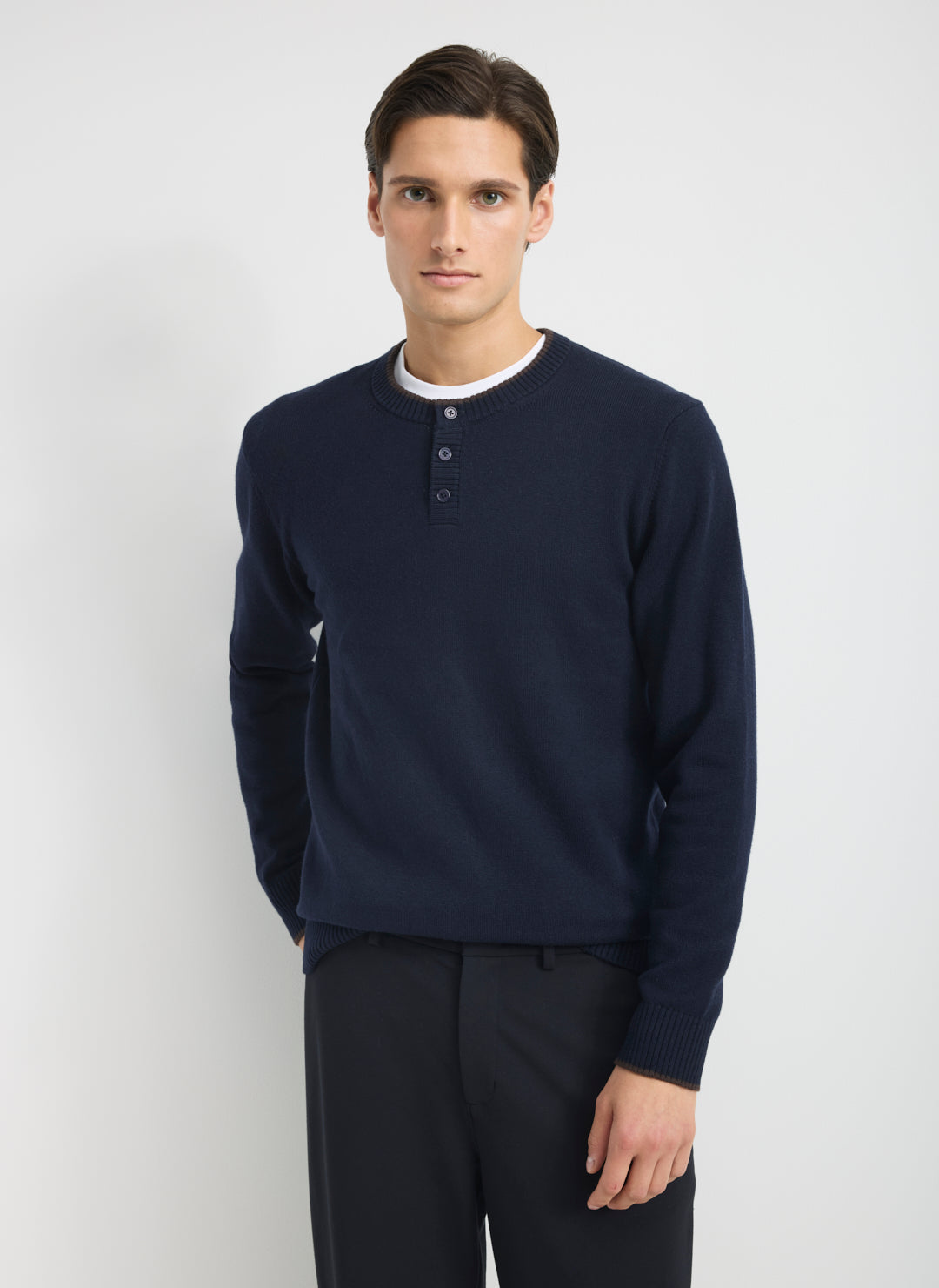 Merino Cotton Henley Sweater