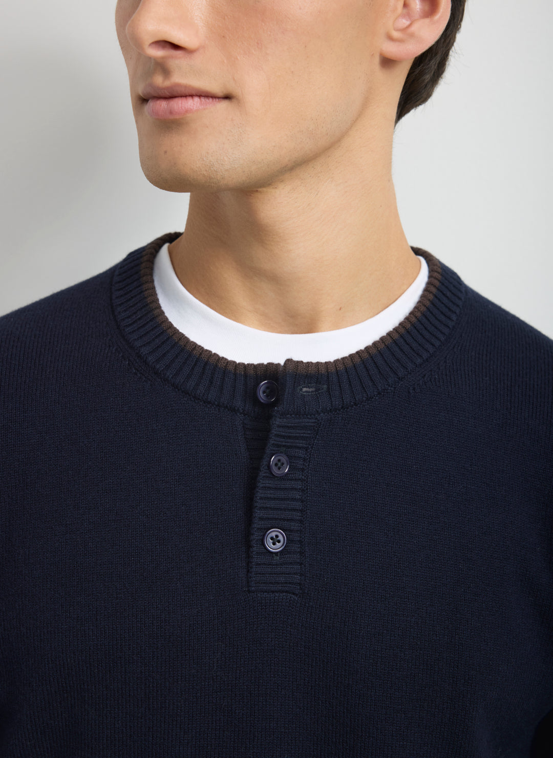 Merino Cotton Henley Sweater