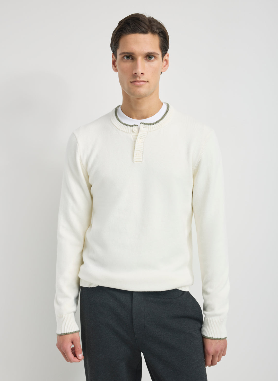 Merino Cotton Henley Sweater