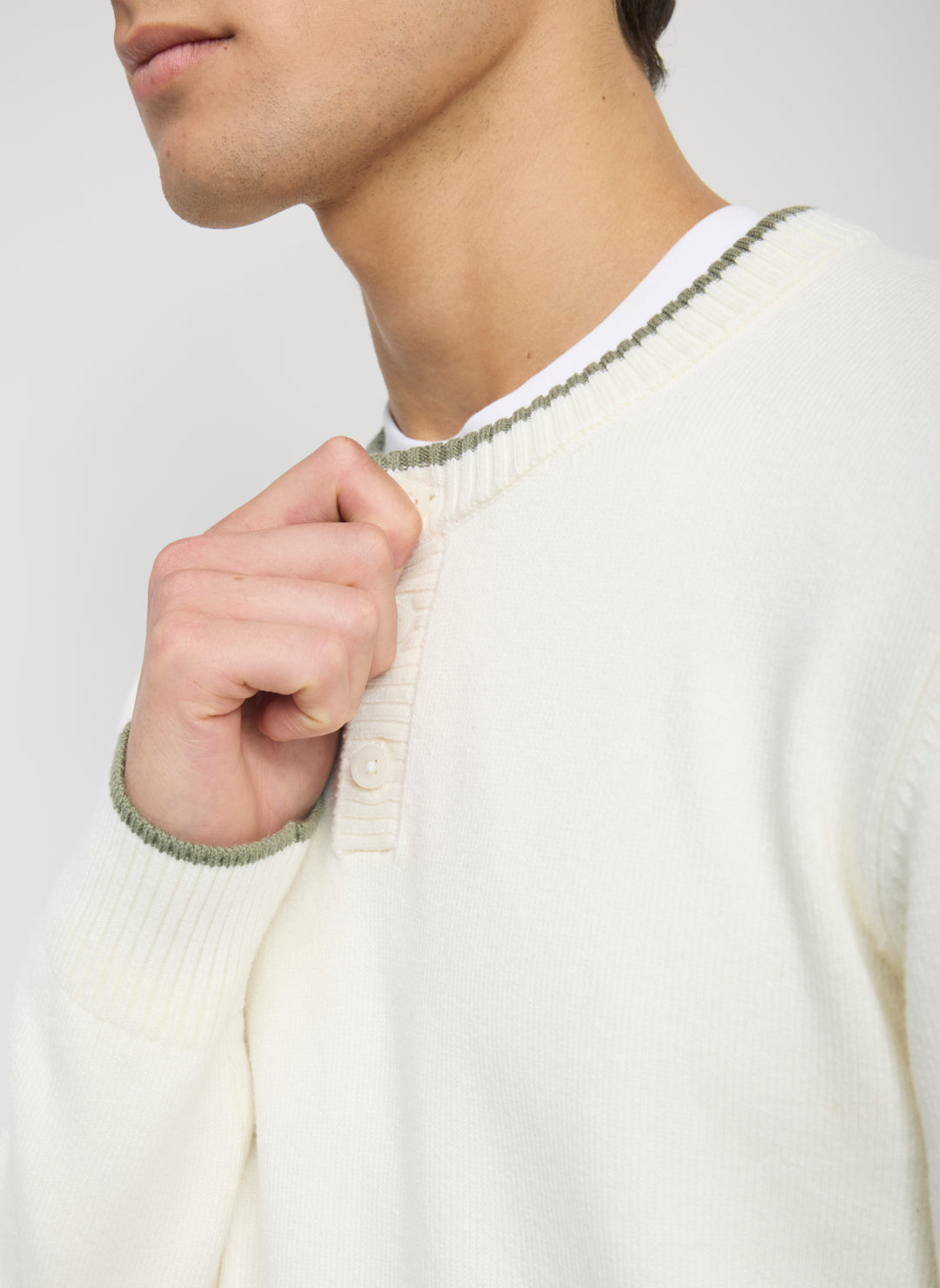 Merino Cotton Henley Sweater