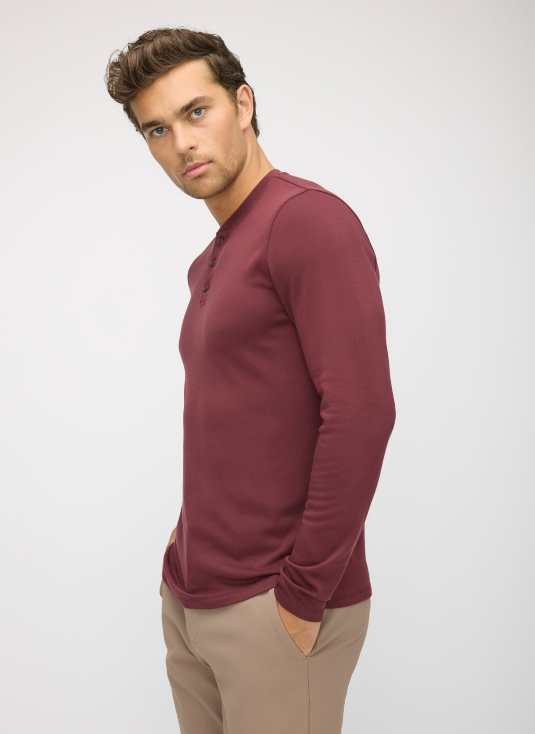 Brushed Long Sleeve Henley